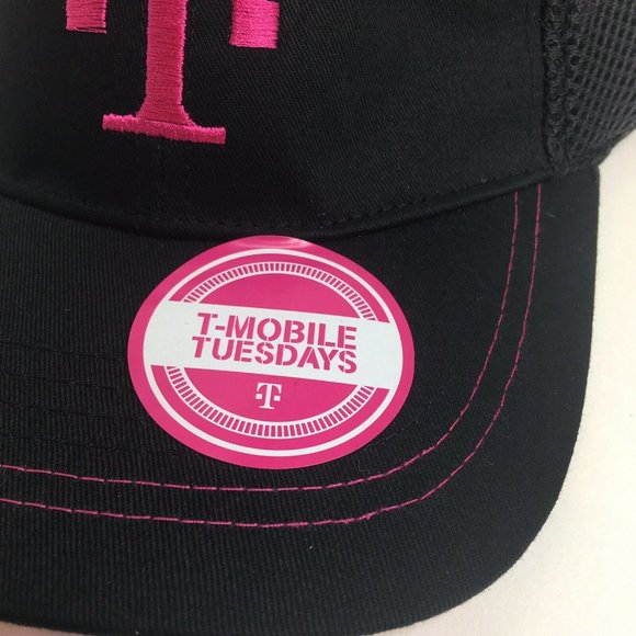 T Mobile Baseball Hat Cap Black Pink Employee T Mobile Tuesdays Adjustable Mesh - Picture 2 of 12